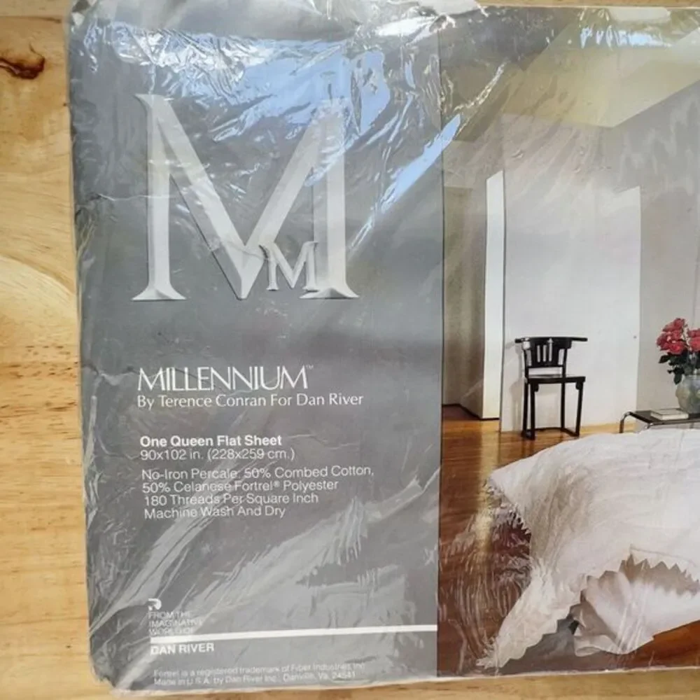 Millennium By Terrence Conran Dan River QUEEN Flat Sheet WHITE‎ Lofty Precision